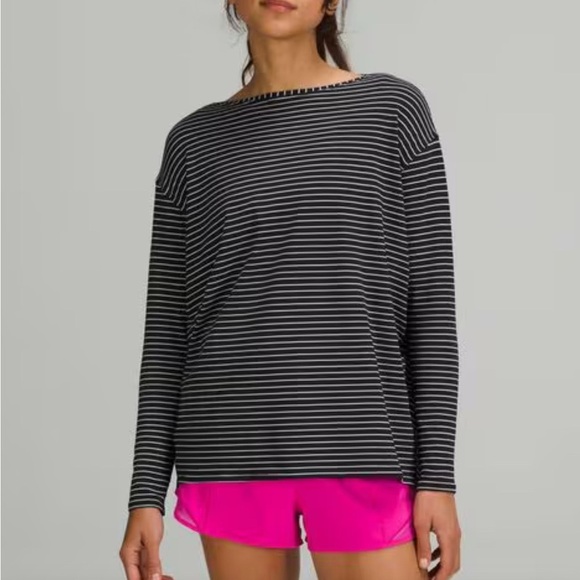 lululemon athletica Tops - Lululemon Black & White Stripe Long Sleeve Pima Cotton Top – Size 4